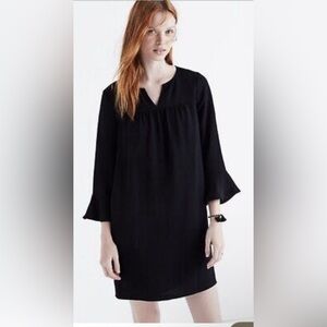 Madewell Starland Bell Sleeve Mini Dress Black, Size Large